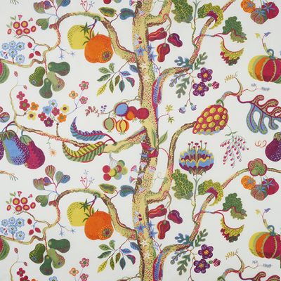 Textile Vegetable Tree - Width 130 cm Repeat 80 cm, Linen 100, Vegetable Tree, Multi, Josef Frank | Svenskt Tenn