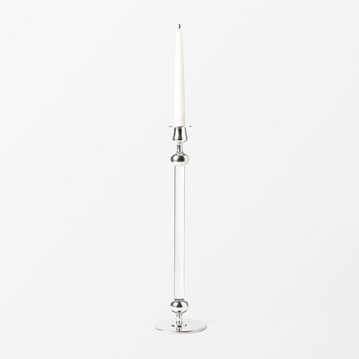 Candle Holder Pillar - Pewter Glass, Clear | Svenskt Tenn