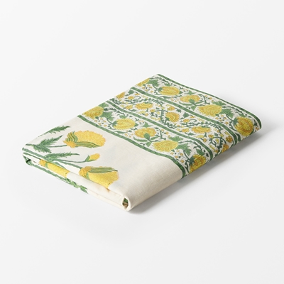 Table Cloth Chrysanthemum - Svenskt Tenn Online - Length 250 cm Width 150 cm, Cotton, Krysantemum, Yellow, Svenskt Tenn