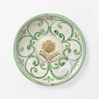 Uppläggningsfat Bacile - Ø42 cm, Keramik, Rund, Grön-gul, Agata Treasures | Svenskt Tenn