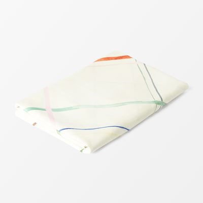 Table Cloth Graphic Line - Length 250 cm Width 178 cm, Linen, Graphic Line, Multi, Charlotte Lynggaard | Svenskt Tenn