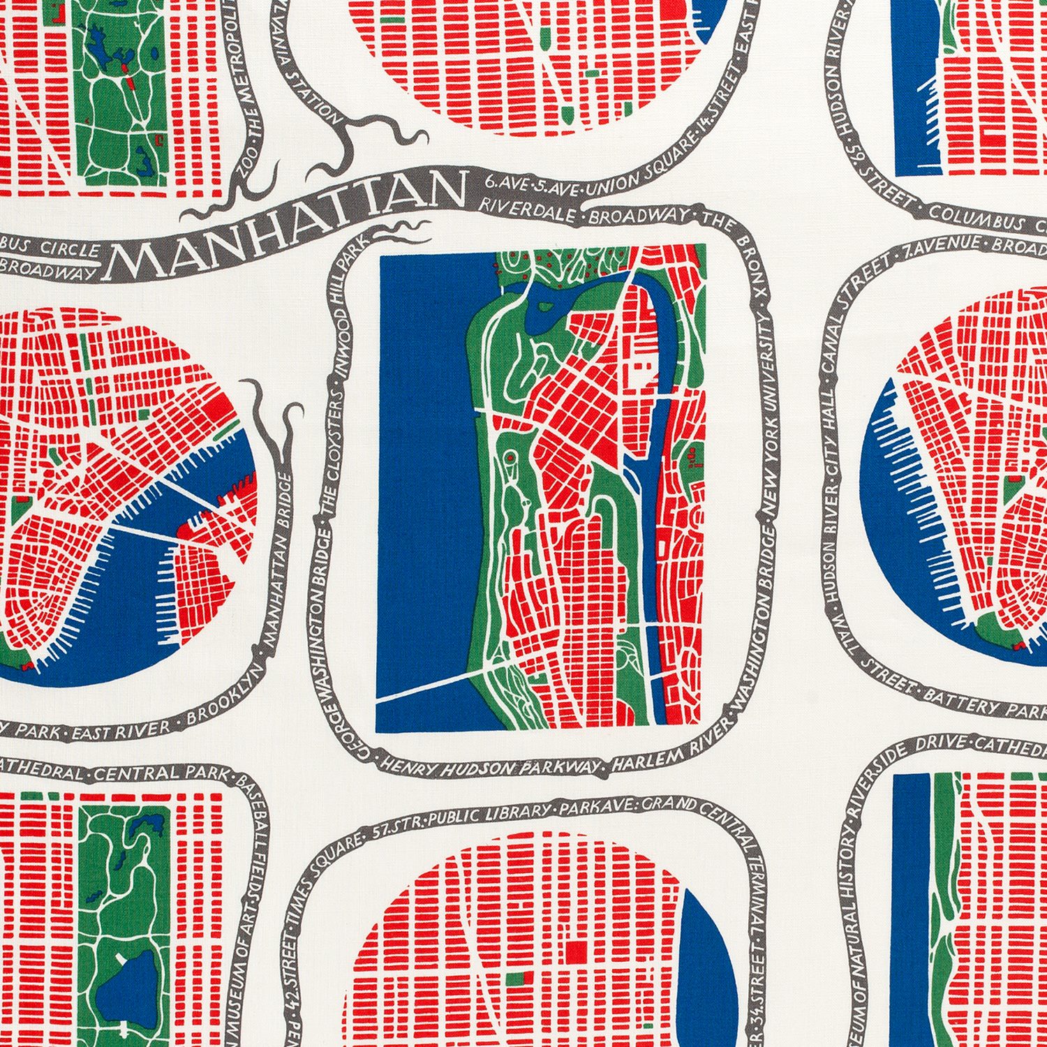 Textile Manhattan - Width 130 cm Repeat 68 cm, Linen 315, Multi, Josef Frank | Svenskt Tenn