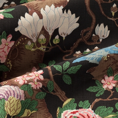 Fabric Sample Magnolia - Black | Svenskt Tenn