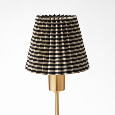 Pleated Lampshade - Height 14,5 cm, Cotton Linen, Moiré stripe, Ebony | Svenskt Tenn
