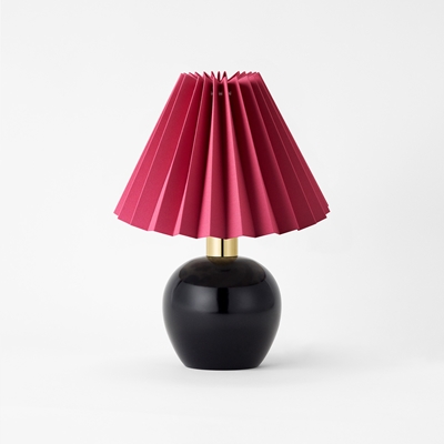Pleated Lampshade - Svenskt Tenn Online - Height 16,5 cm, Cotton Polyester, Dark pink, Svenskt Tenn