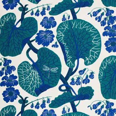 Fabric Sample Aramal - Svenskt Tenn Online - Length 21 cm Width 14,8 cm, Linen 315, Aramal, Blue, Josef Frank