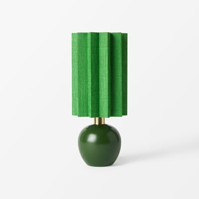 Lampshade Pleated For Frank - Svenskt Tenn Online - Height 22,5 cm, Green, Folkform