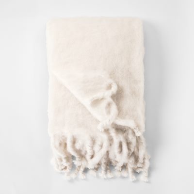 Throw Mohair - Svenskt Tenn Online - Length 180 cm Width 130 cm, Mohair wool, White, Lena Rewell