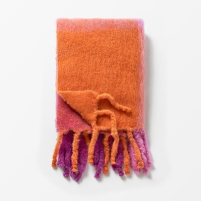 Throw Mohair - Svenskt Tenn Online - Length 180 cm Width 130 cm, Mohair wool, Orange Dark Pink, Lena Rewell