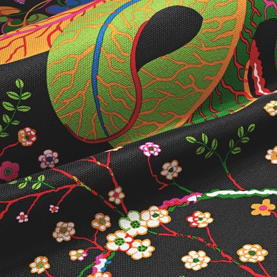 Textil Teheran - Lin 450, Svart | Svenskt Tenn