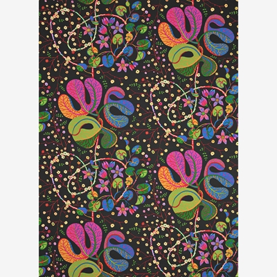 Textile Teheran - Svenskt Tenn Online - Width 130 cm Repeat 90 cm, Linen 450, Teheran, Black, Josef Frank