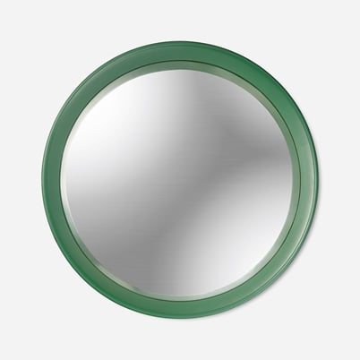 Mirror Round Convex - Wood, Green | Svenskt Tenn
