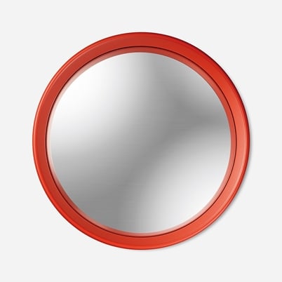 Mirror Round Convex - Wood, Red | Svenskt Tenn