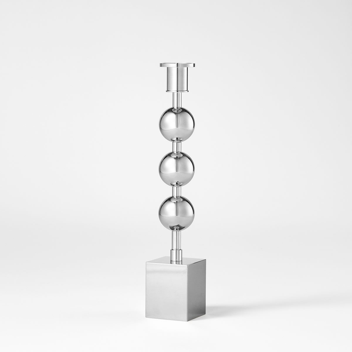 Candle Holder Three Globes - Svenskt Tenn Online -  Diameter 4,5 cm Height 27 cm, Silver plated, Sigurd Persson