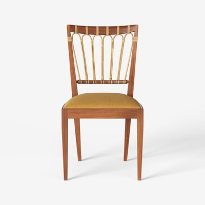 Chair 1165 - Svenskt Tenn Online - Mahogany rattan, Heavy Linen , Amber, Josef Frank