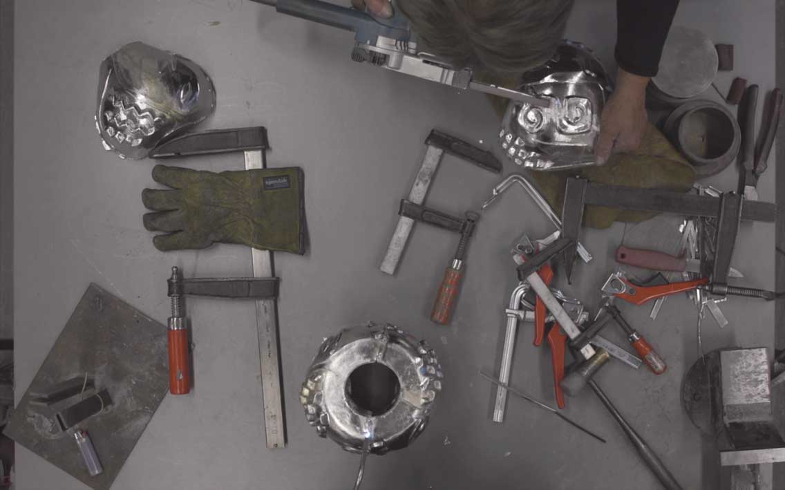 The making of pewter items at Humstorp Metal Workshop.